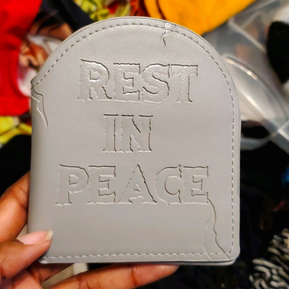Rest In Peace Headstone Tombstone Wallet Gray